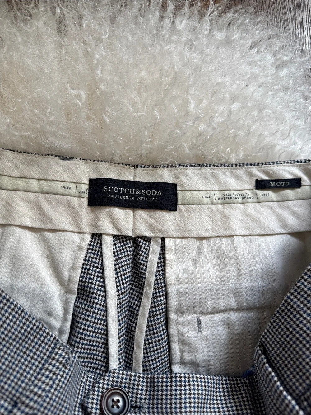 Scotch & Soda Dress Pants, Light Gray Houndstooth, sz 31/32, excellent condition